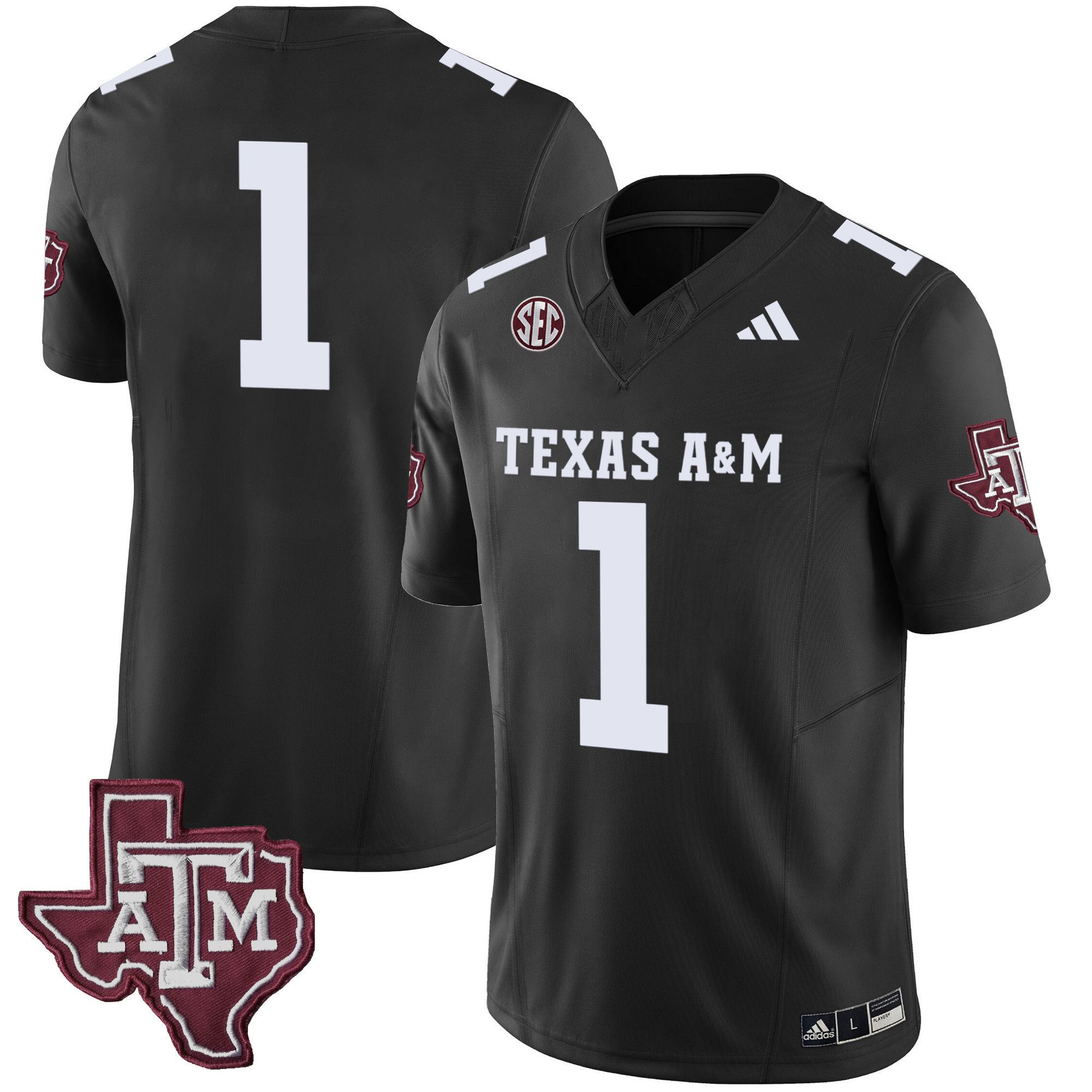 Men Texas A&M Aggies 1 No Name Black 2024 Vapor Limited NCAA Jersey style 1